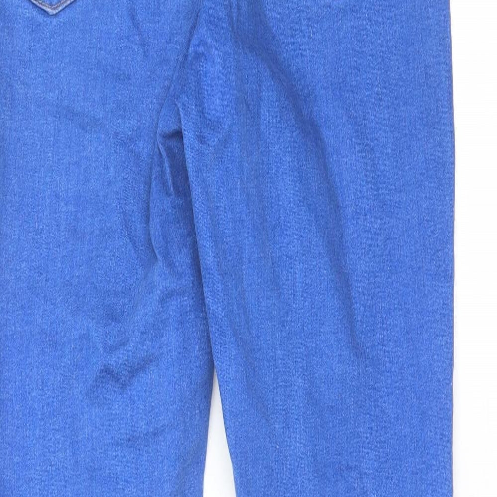 Denim & Co. Womens Blue Cotton Straight Jeans Size 12 L30 in Regular Zip