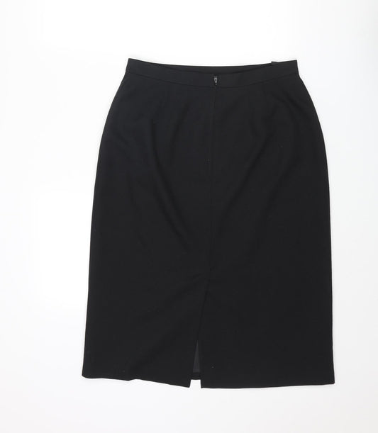 Marks and Spencer Womens Black Polyester Straight & Pencil Skirt Size 32 in Zip