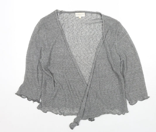 Apricot Womens Grey V-Neck Polyester Cardigan Jumper Size M - Open