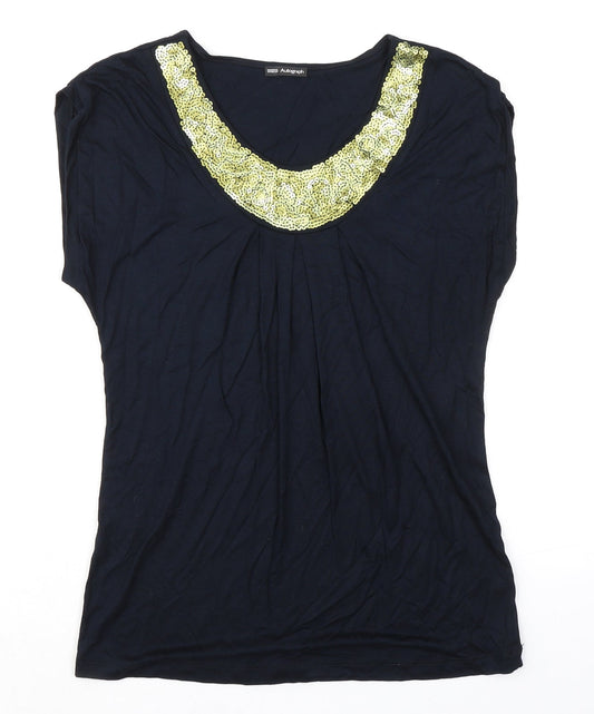 Womens UK Size 10 Autograph Blue Basic T-Shirt