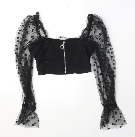 Womens UK Size 6 New Look Black Cropped Blouse