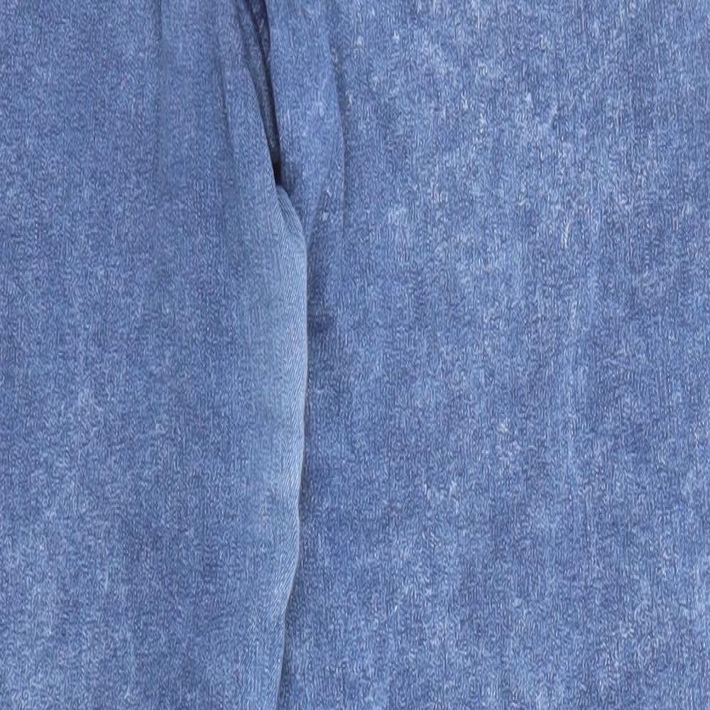 Denim & Co. Womens Blue Cotton Mom Jeans Size 10 L26 in Regular Zip - Acid Wash Effect