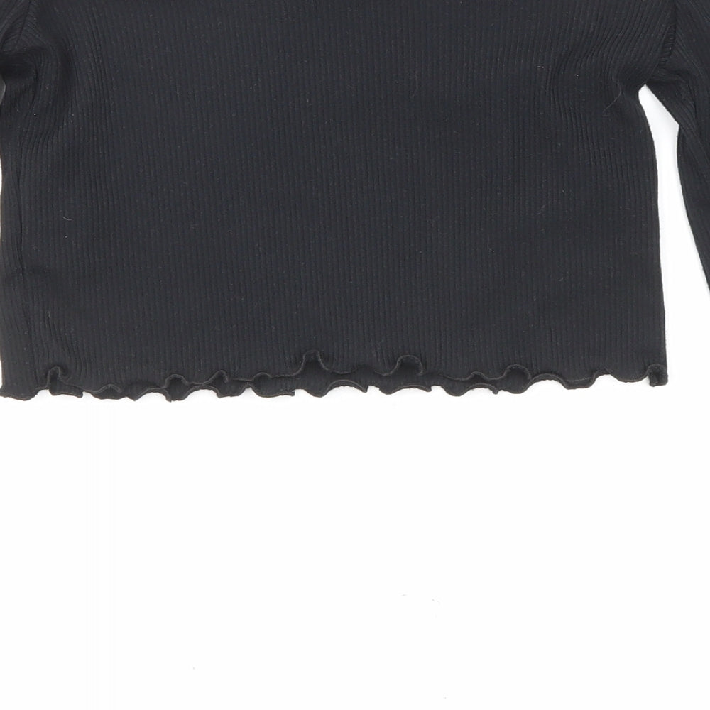 Womens UK Size 8 PRETTYLITTLETHING Black Cropped Blouse
