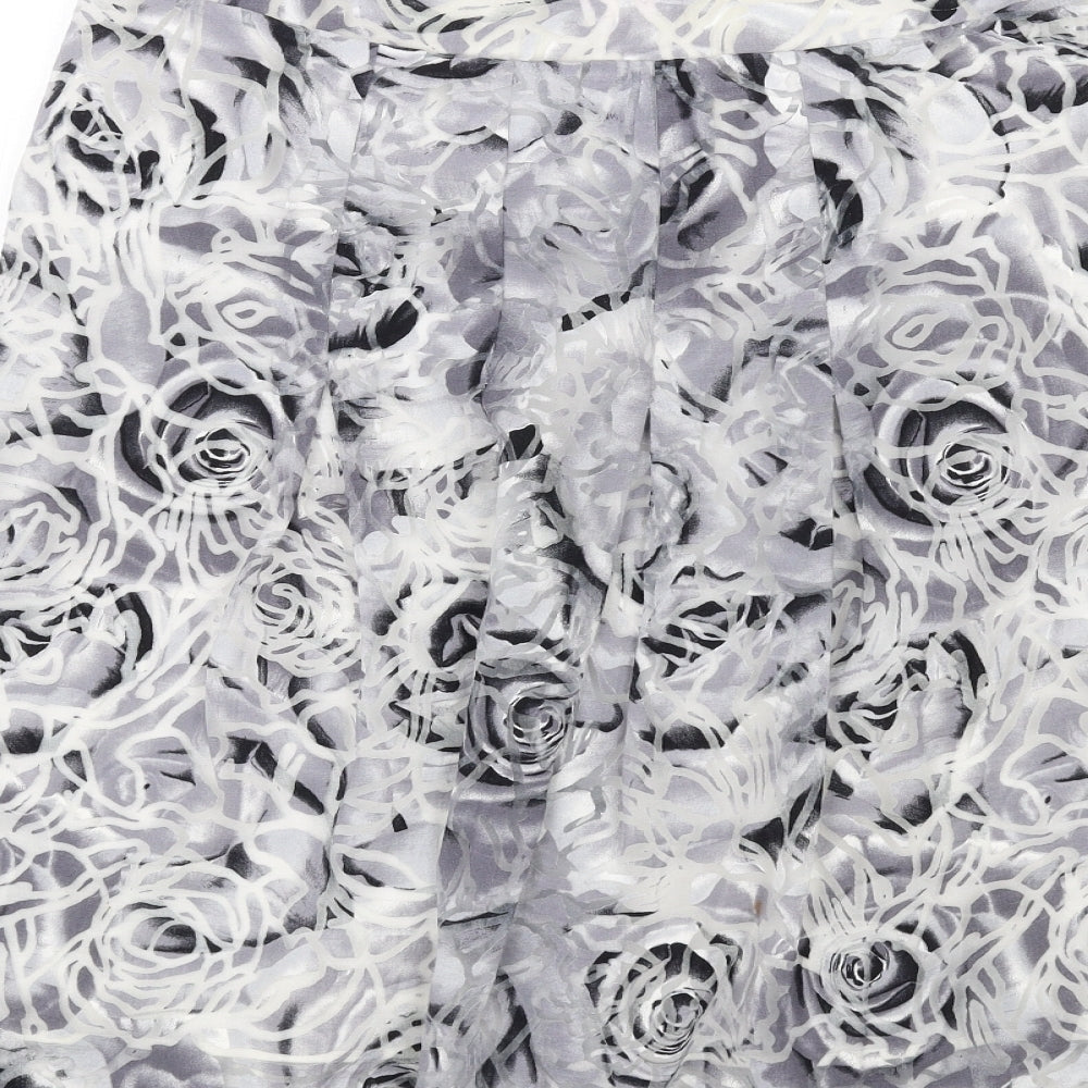 Per Una Womens Grey Floral Viscose A-Line Skirt Size 12 Zip