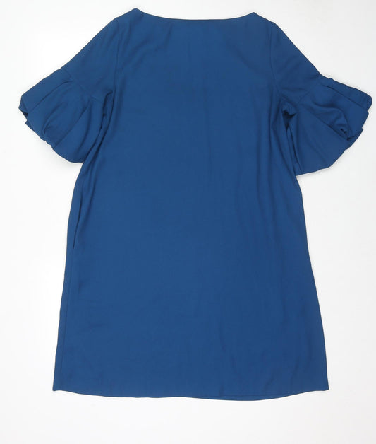 Marks and Spencer Womens Blue Polyester A-Line Size 14 Round Neck Pullover