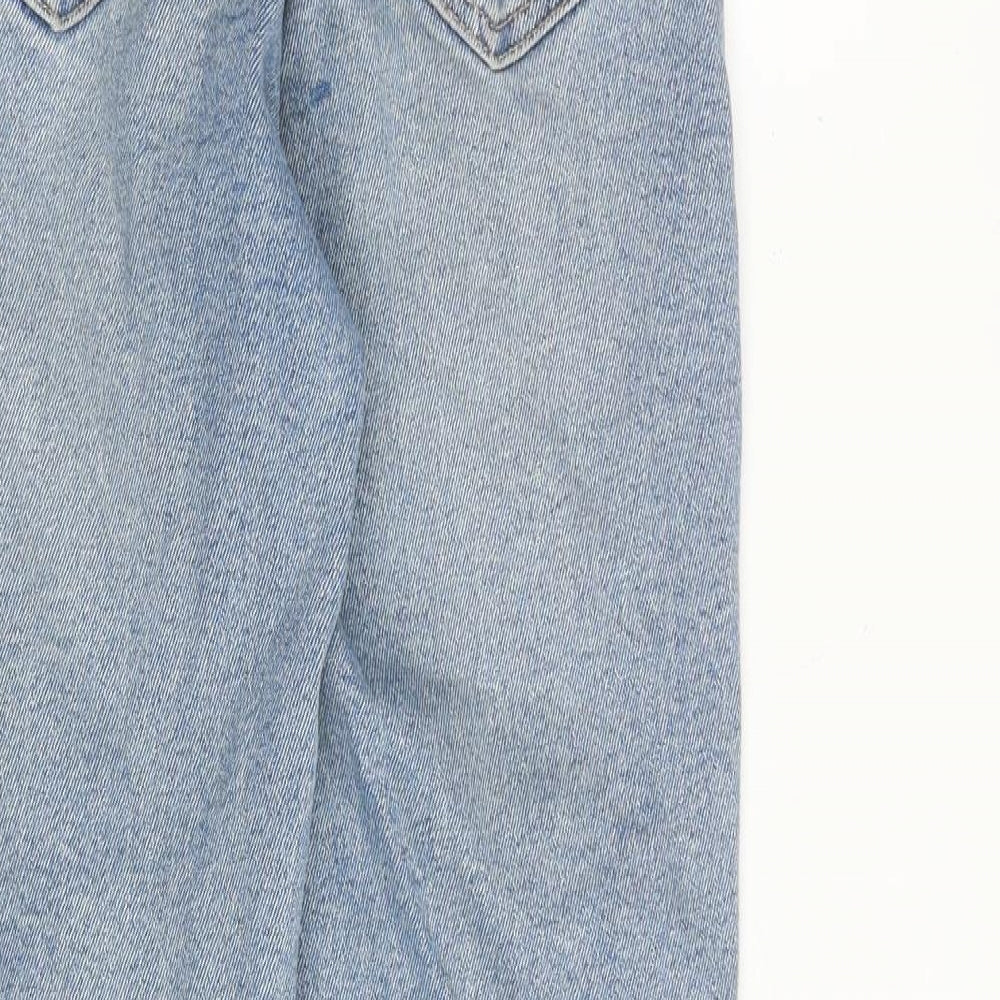 Zara Womens Blue Cotton Straight Jeans Size 8 L28 in Regular Zip