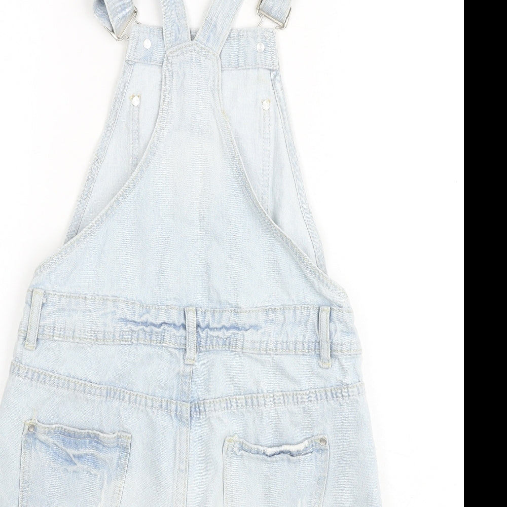 Denim & Co. Womens Blue 100% Cotton Dungaree One-Piece Size 6 Buckle