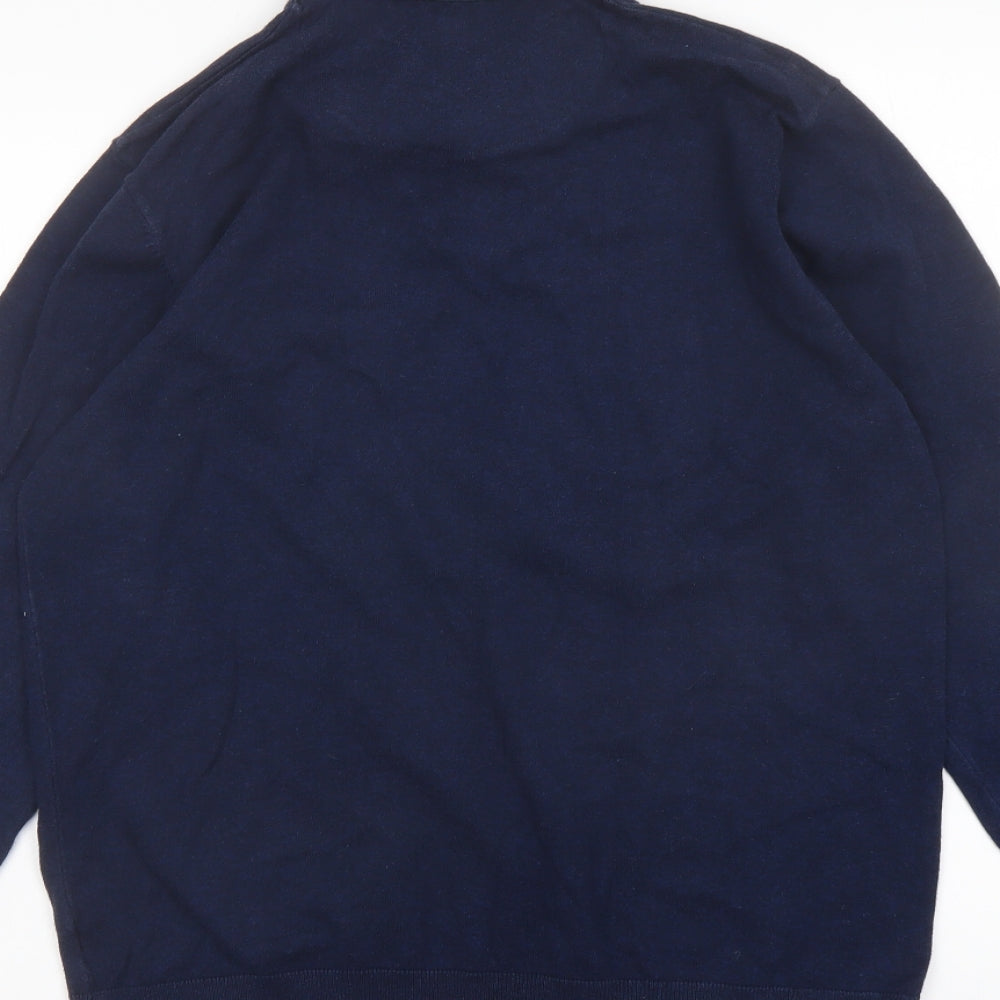 NEXT Mens Blue Collared Acrylic Pullover Jumper Size M Long Sleeve