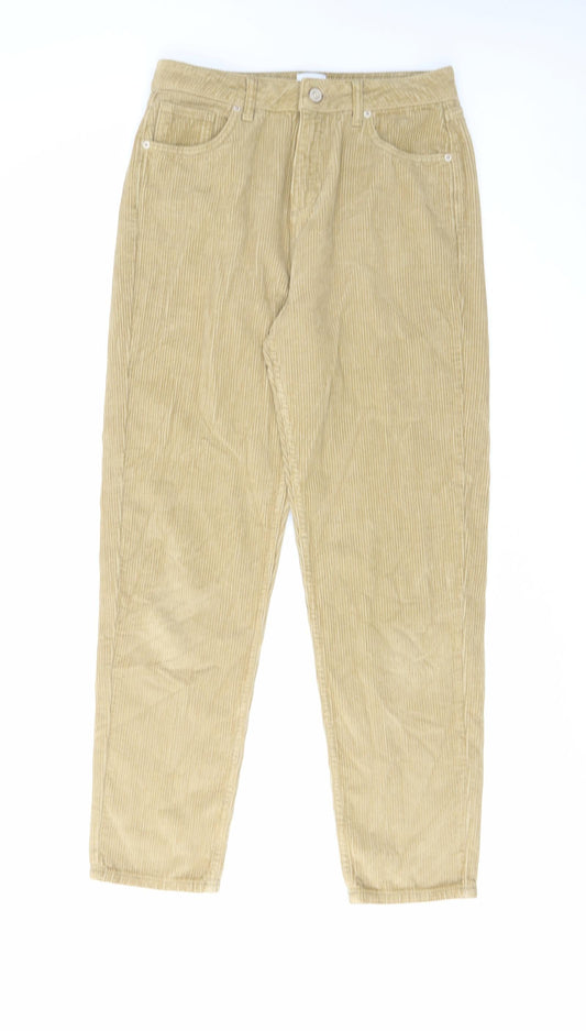 Additional front view of BDG women’s brown cotton trousers, size UK 29, in, 32-inch leg regular zip
