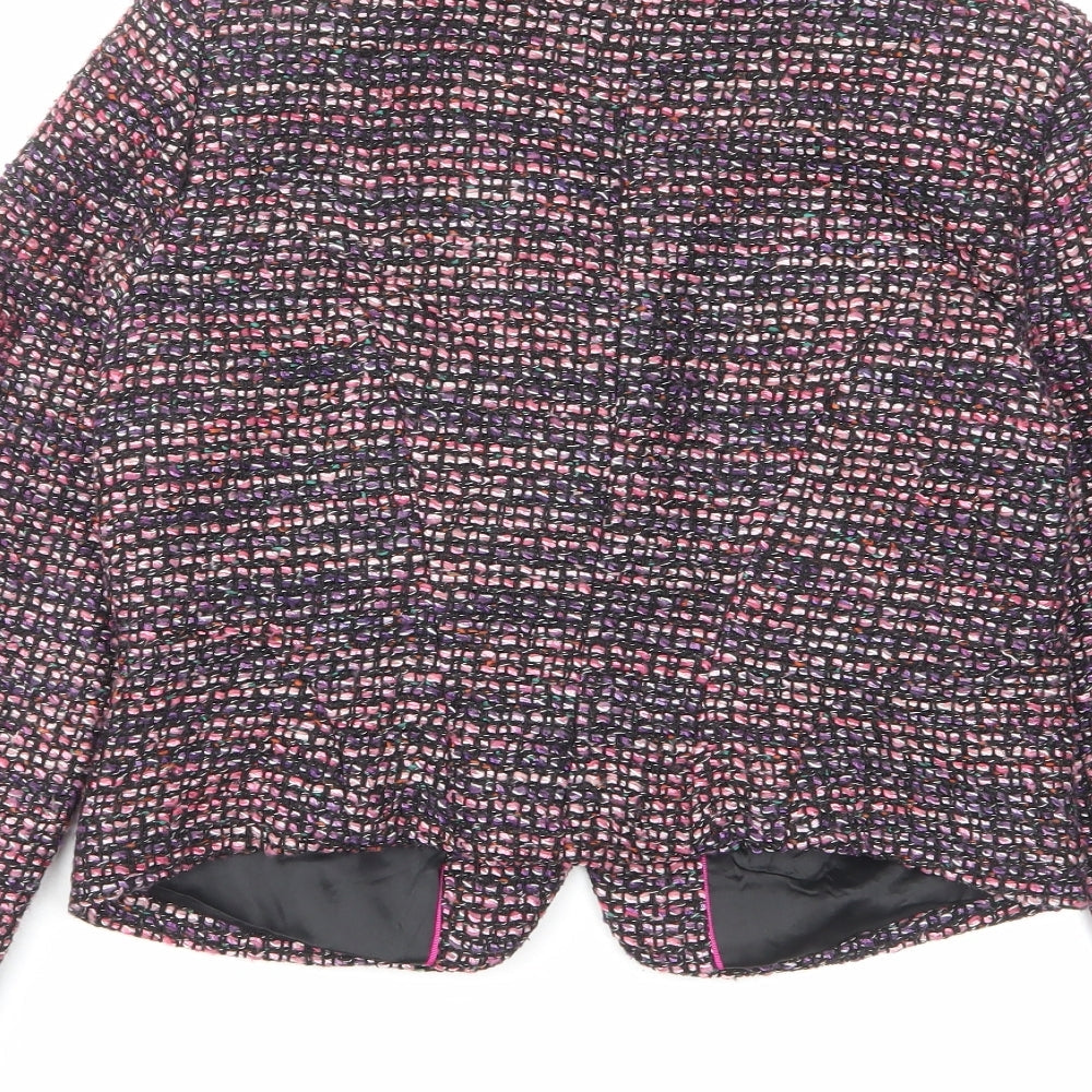 H&M Womens Multicoloured Jacket Blazer Size 10 Zip - Open
