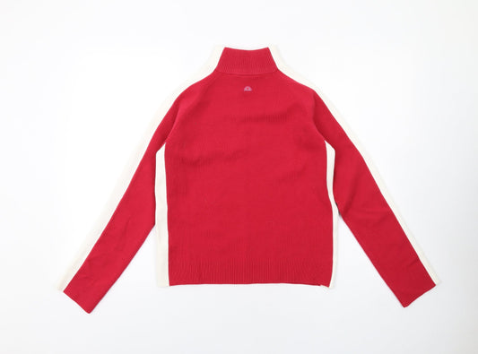 ellesse Womens Pink High Neck Acrylic Pullover Jumper Size 12 - Side Stripe Detail