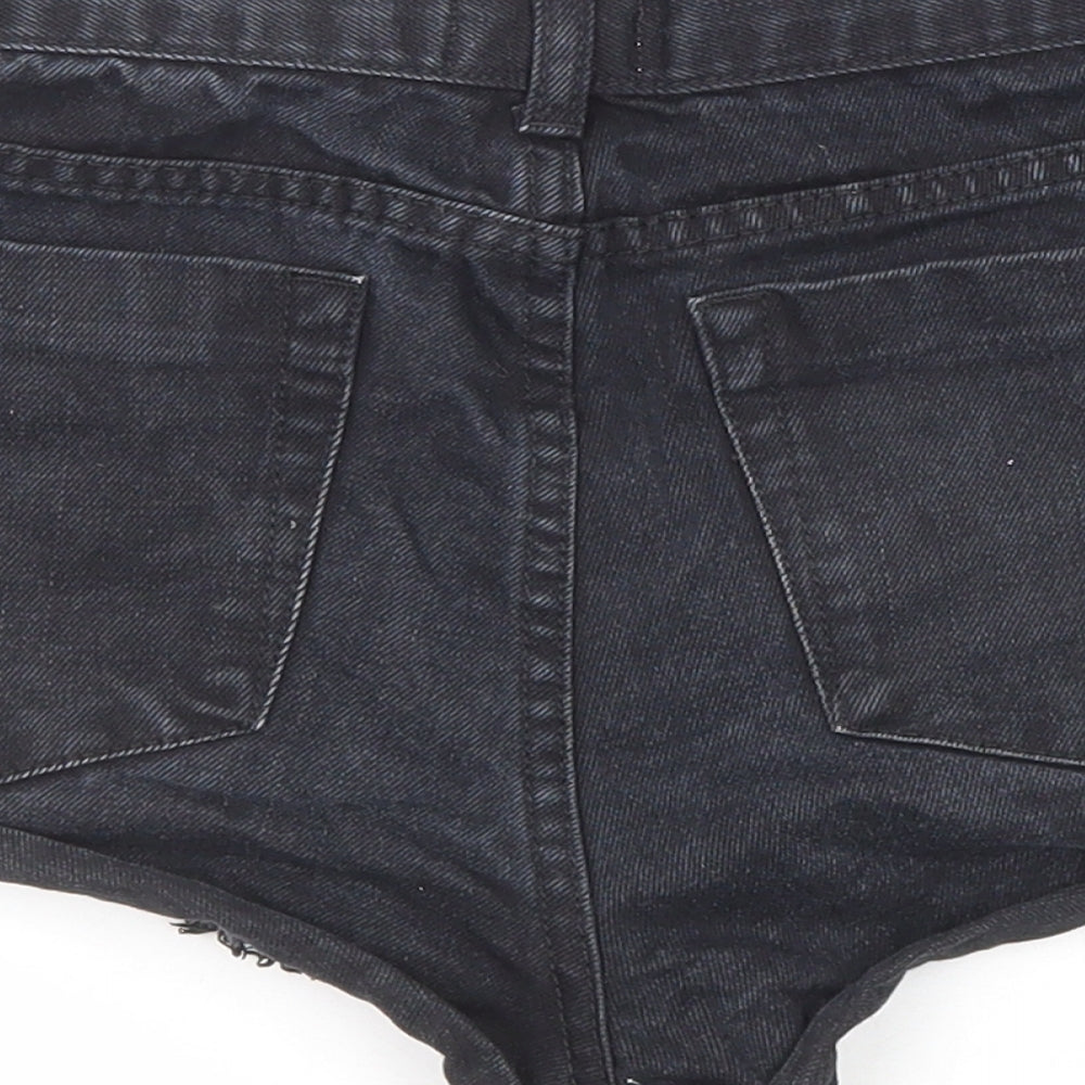 Tiger Mist Womens Black Cotton Cut-Off Shorts Size 8 Regular Zip
