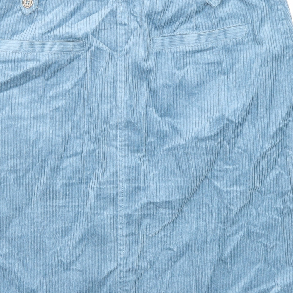 Monsoon Womens Blue Cotton A-Line Skirt Size 12 Button