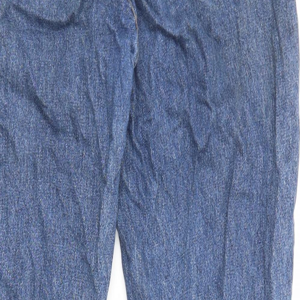 Monki Womens Blue Cotton Straight Jeans Size 32 in L28 in Regular Zip