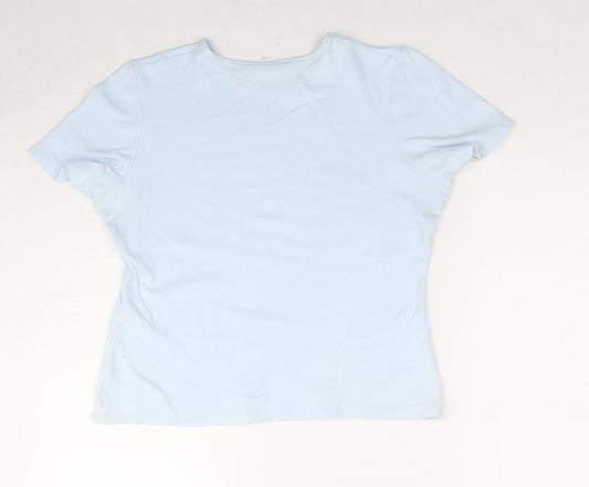 Womens UK Size 12 Casual Club Blue Basic T-Shirt
