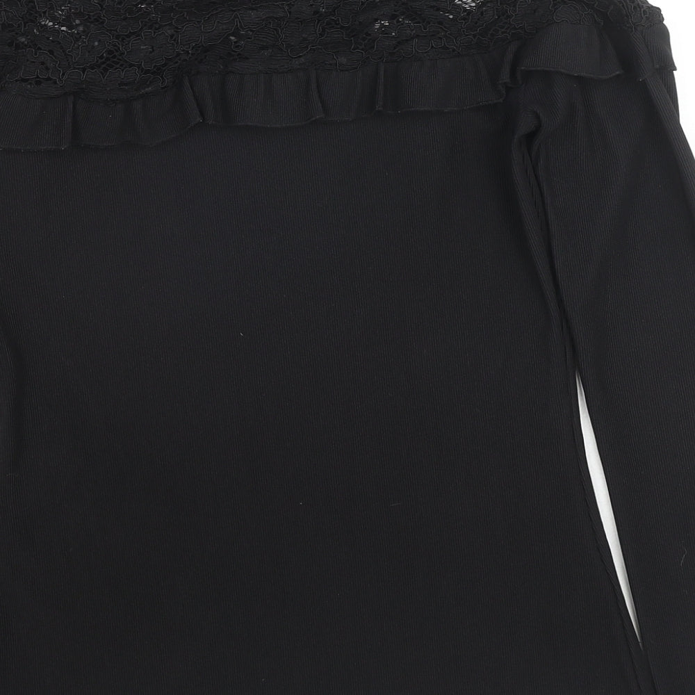 Womens UK Size 8 Debenhams Black Jersey Blouse