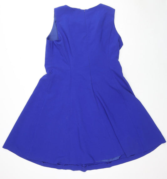 Principles Womens Blue Polyester A-Line Size 12 Round Neck Zip