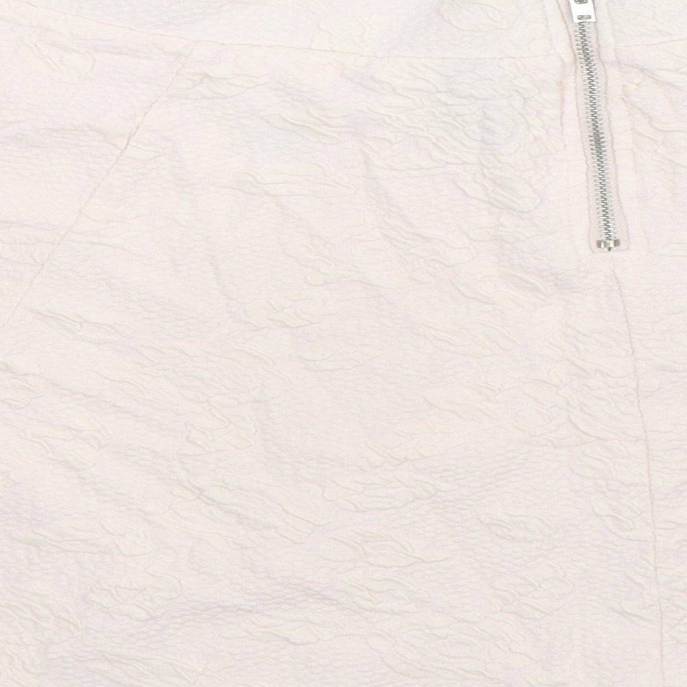 H&M Womens Pink Floral Cotton Skater Skirt Size L Zip