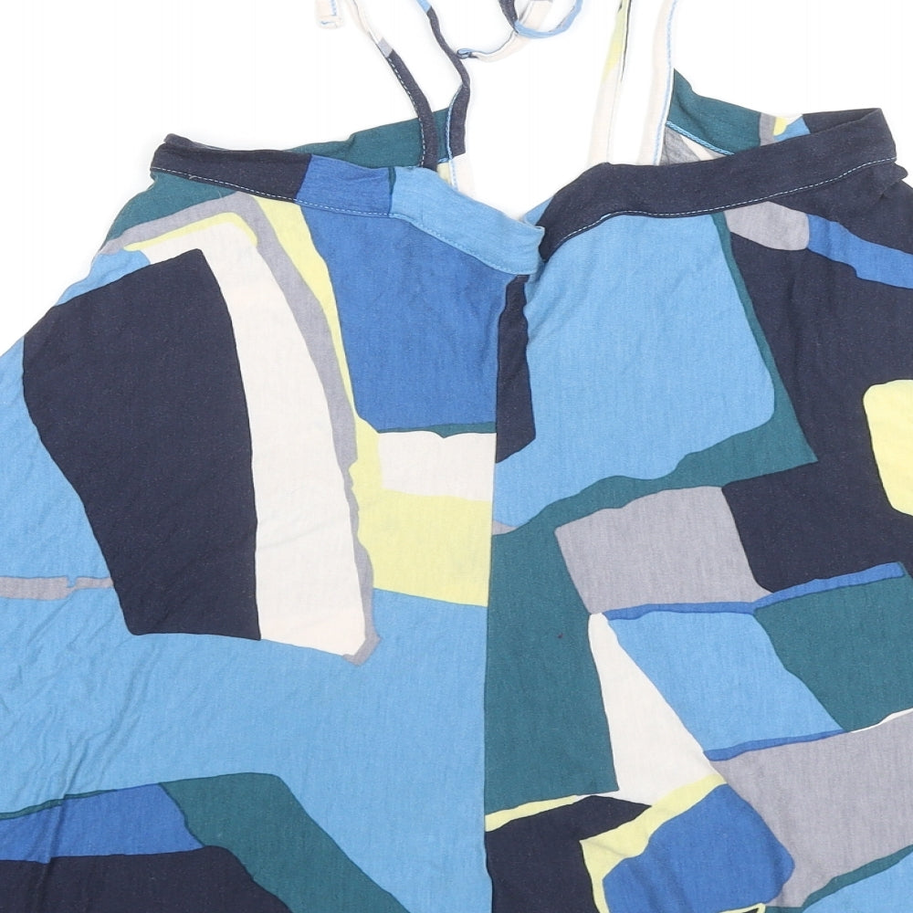 French Connection Womens Blue Colourblock Viscose Camisole Tank Size S V-Neck