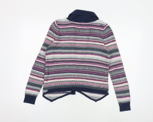 Womens UK Size 10 Indigo Multicoloured Cardigan Jumper