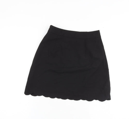 ASOS Womens Black Polyester A-Line Skirt Size 6 Zip