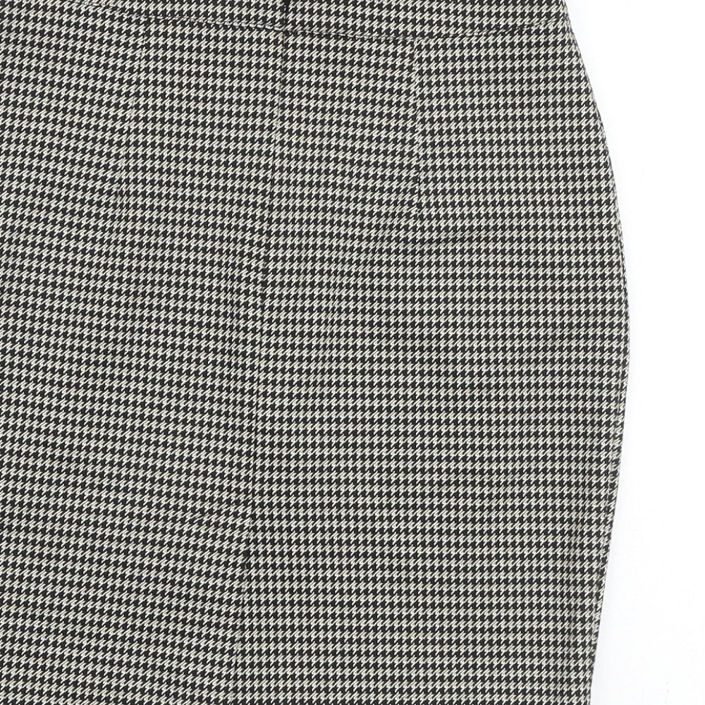 H&M Womens Black Geometric Polyester A-Line Skirt Size 8 Zip