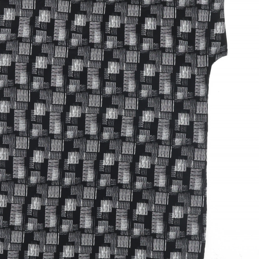 NEXT Womens Black Geometric Polyester A-Line Size 14 Round Neck Pullover