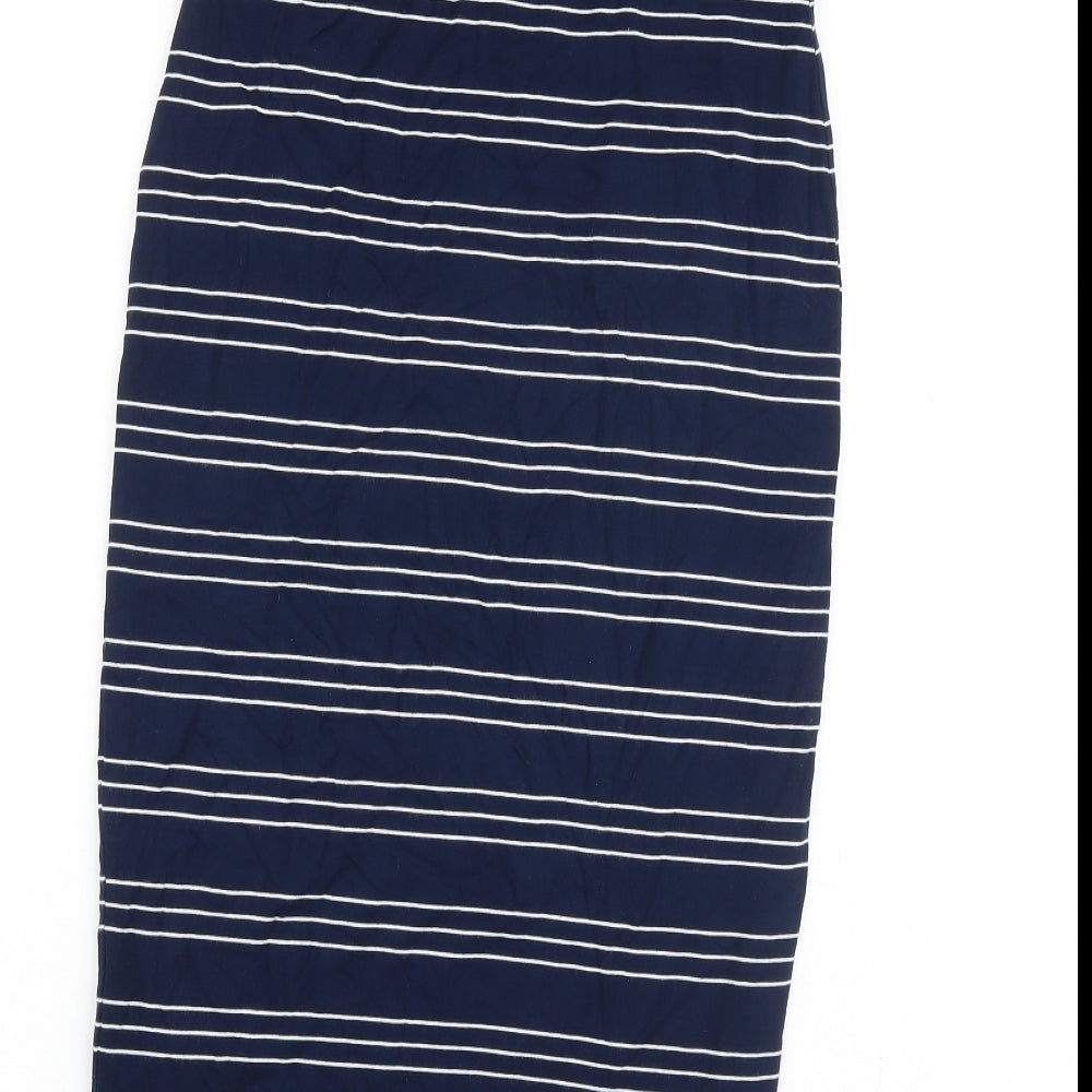 Max Studio Womens Blue Striped Viscose A-Line Size S Off the Shoulder Pullover