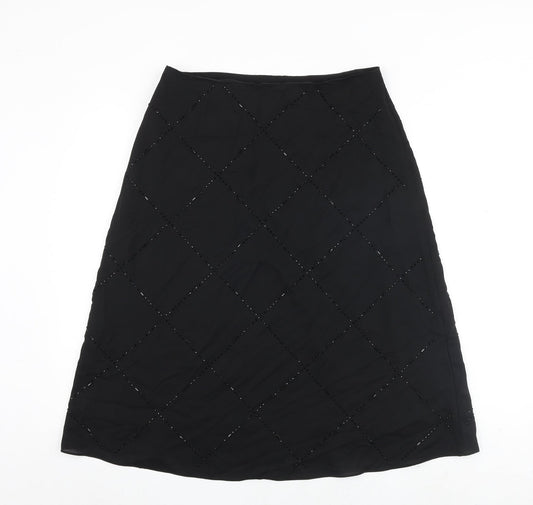 H&M Womens Black Polyester Flare Skirt Size 14 Zip