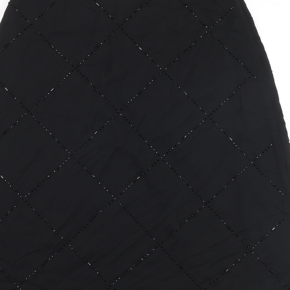 H&M Womens Black Polyester Flare Skirt Size 14 Zip