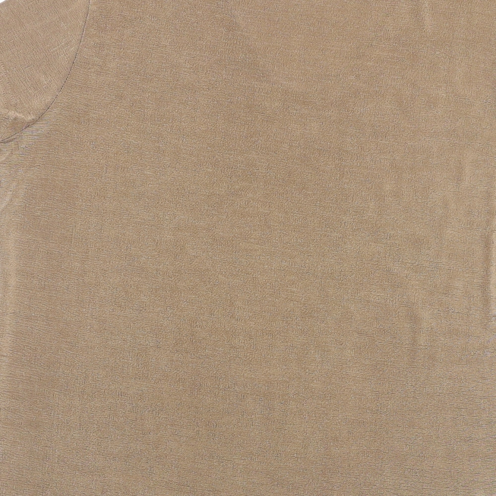 Classics Womens Brown Polyester Basic T-Shirt Size 12 Round Neck