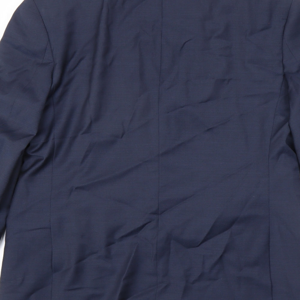 Brand and care label for Autograph men’s blue wool jacket suit jacket, size 40, regular