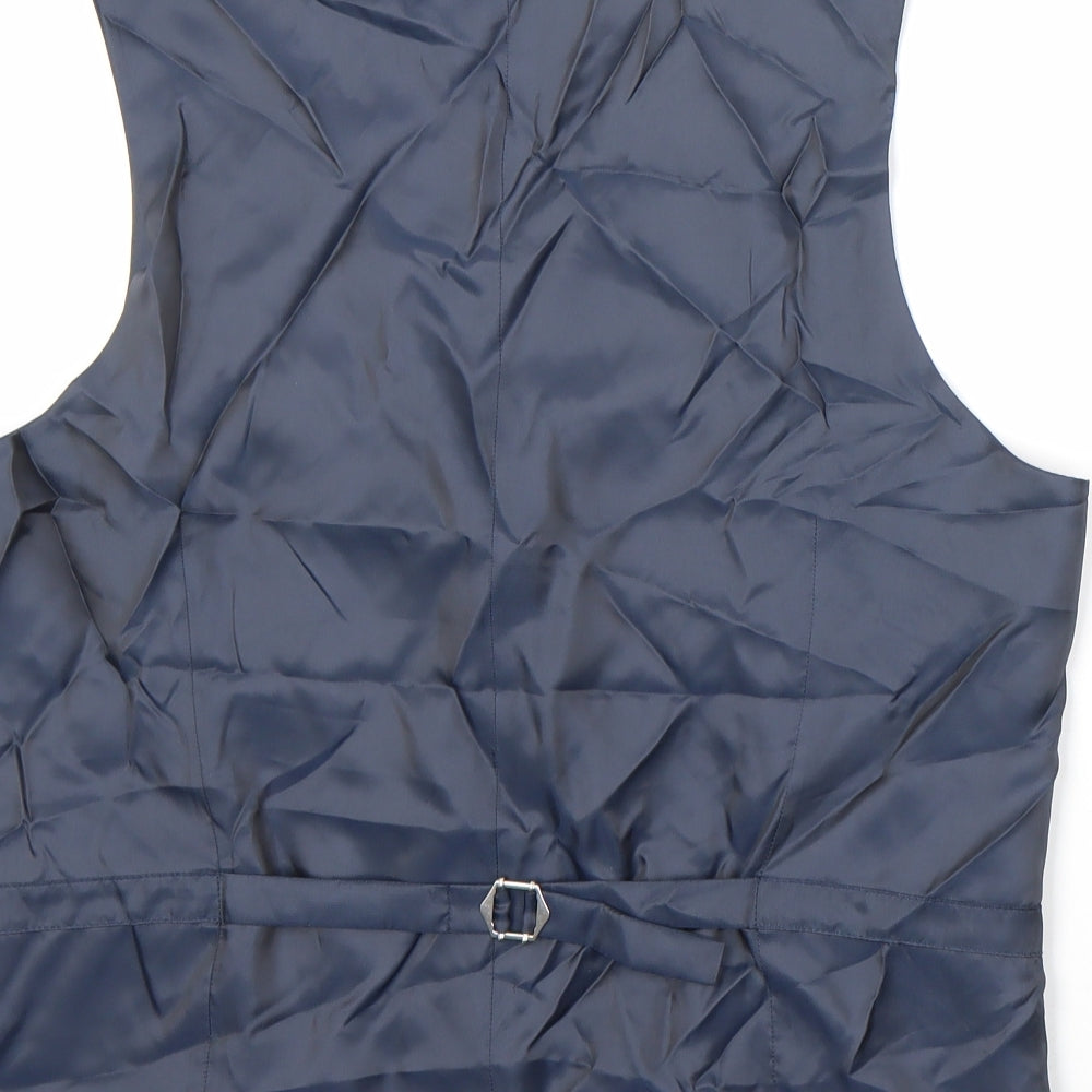 Brand and care label for Autograph men’s blue wool jacket suit waistcoat, size 40, regular