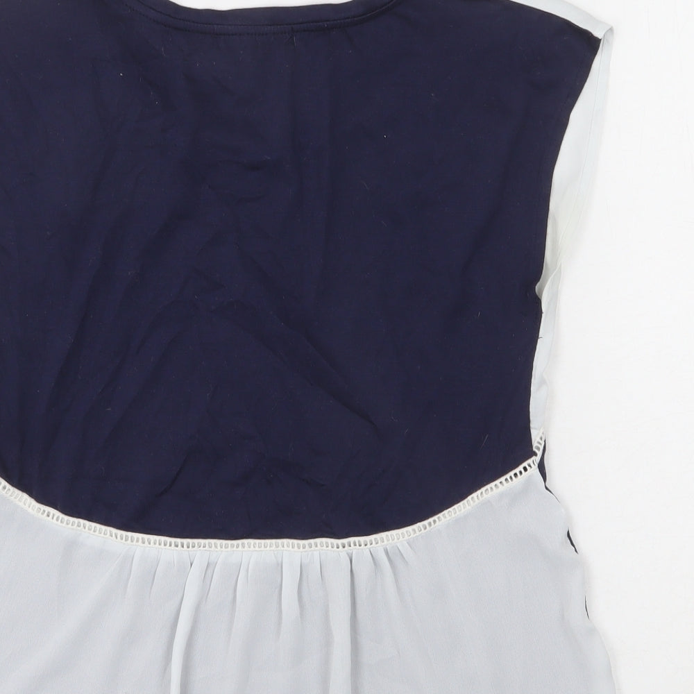 Pagani Womens Blue Polyester Basic T-Shirt Size S Round Neck