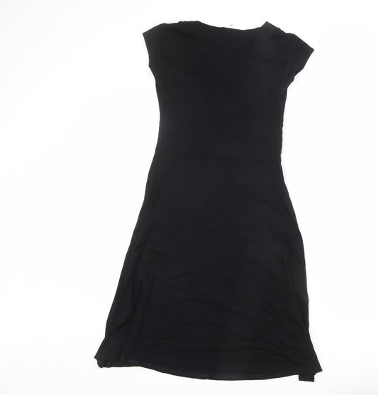 ORSAY Womens Black Viscose A-Line Size 10 V-Neck Pullover - Frills