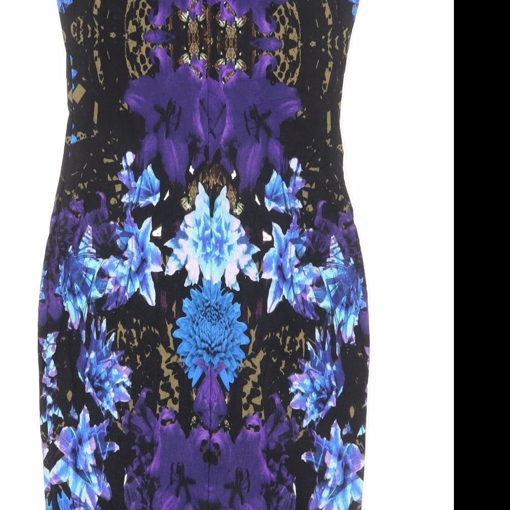 Limited Edition Womens Multicoloured Geometric Polyester Bodycon Size 8 Round Neck Pullover