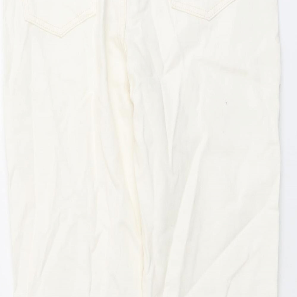 I SAW IT FIRST Womens Ivory Cotton Mom Jeans Size 10 L27 in Regular Button