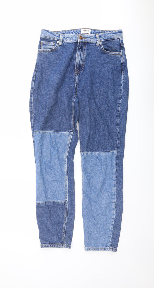 Additional front view of Only women’s blue cotton straight jeans, size UK 26, in, 32-inch leg regular button
