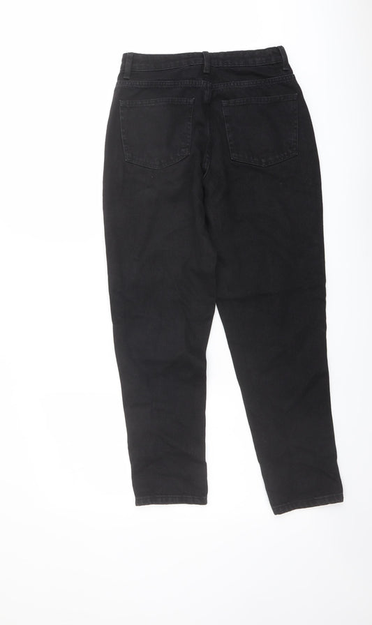 Denim & Co. Womens Black Cotton Mom Jeans Size 8 L27 in Regular Button