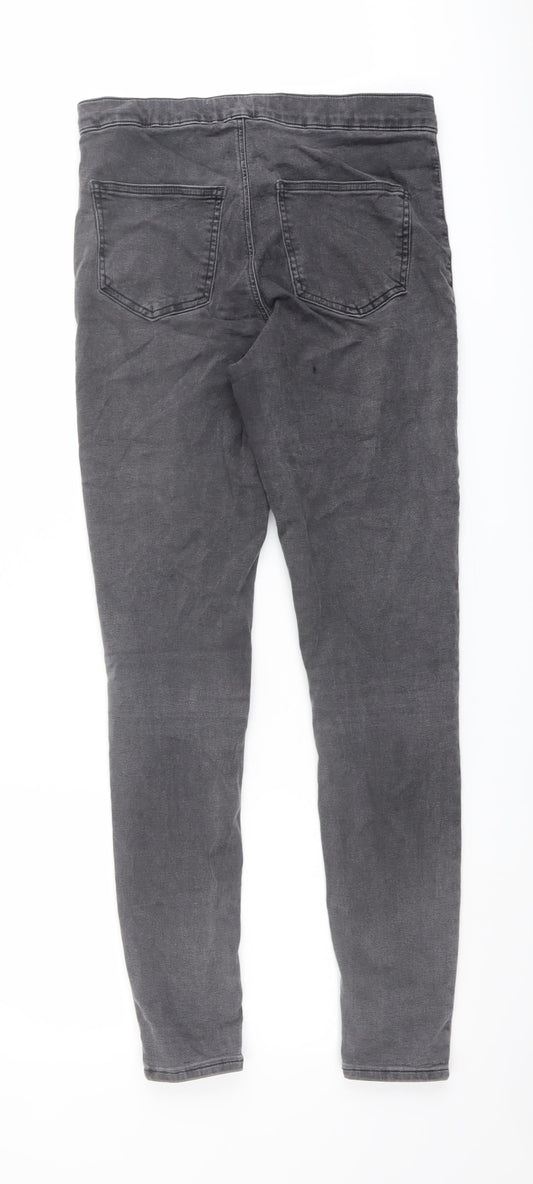 Topshop Womens Grey Cotton Skinny Jeans Size 30 in L28 in Regular Button