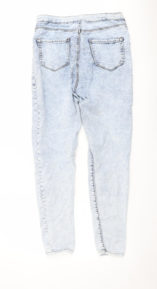 Denim & Co. Womens Blue Cotton Skinny Jeans Size 12 L29 in Regular Button