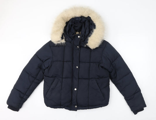 Womens UK Size 4 Topshop Blue Puffer Jacket