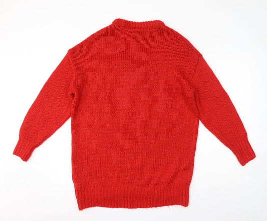 Womens UK Size XS Divided Red Pullover Jumper