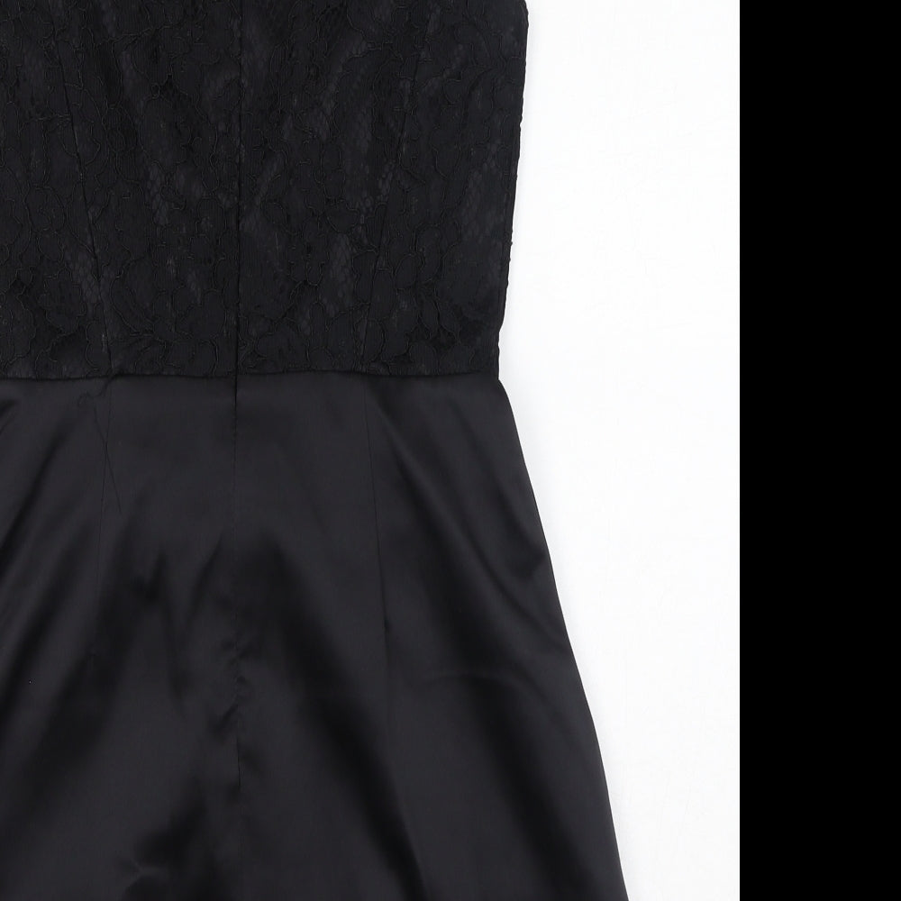 French Connection Womens Black Polyester A-Line Size 8 Square Neck Zip - Bow Detail