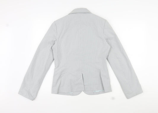 New Look Womens Grey Pinstripe Cotton Jacket Blazer Size 12