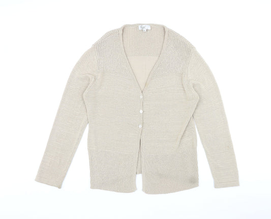 Womens UK Size XL Klass Beige Cardigan Jumper