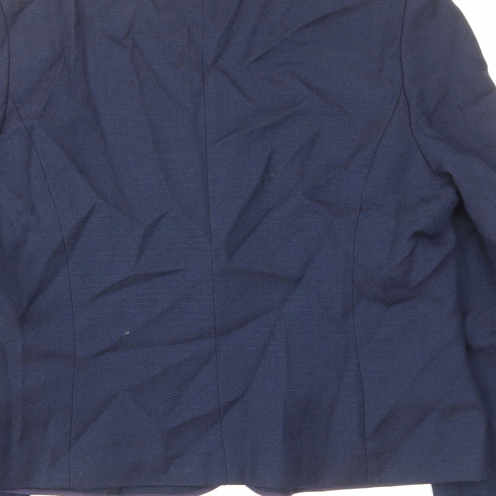 Brand and care label for C&A women’s blue jacket blazer, size UK 16, button
