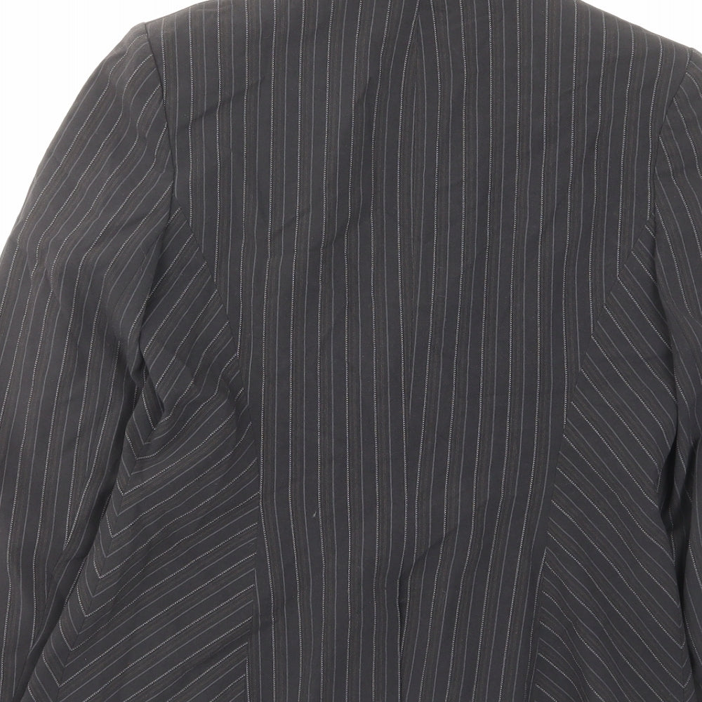 Dorothy Perkins Womens Grey Striped Polyester Jacket Suit Jacket Size 10 - Pockets