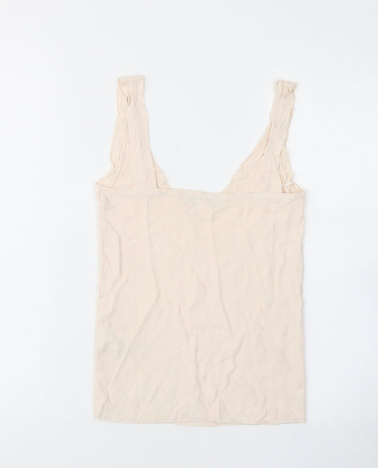 Womens UK Size L Zara Beige Basic Tank