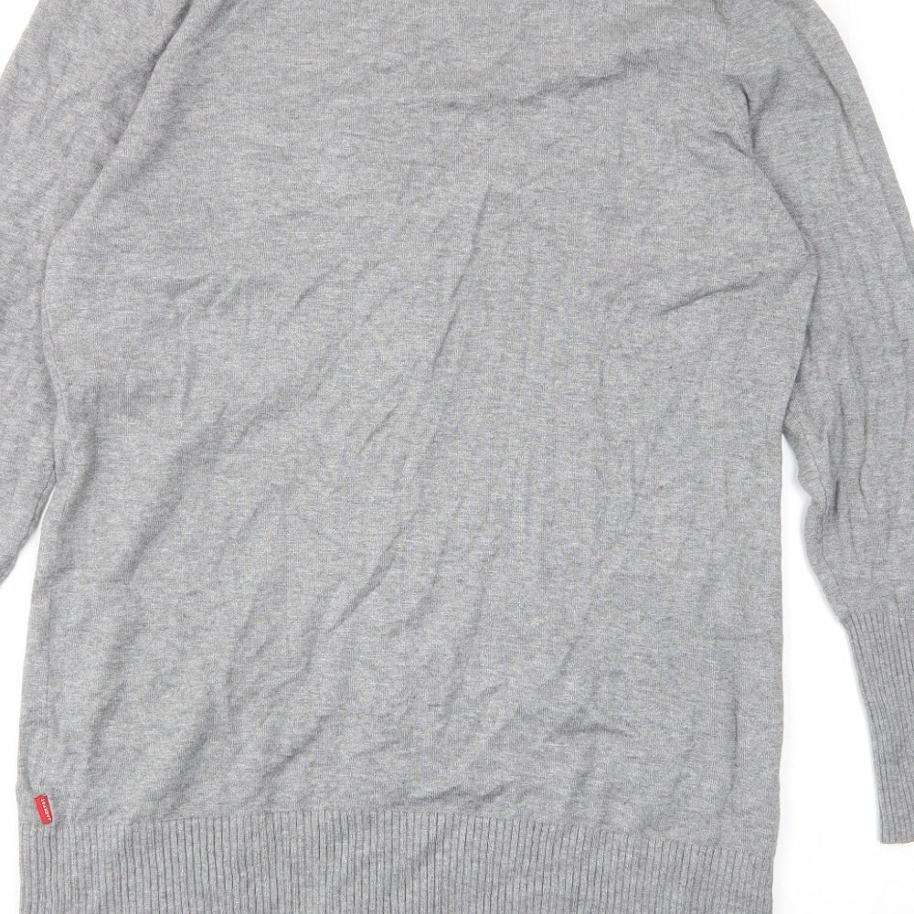 Vackyoy Womens Grey V-Neck Viscose Cardigan Jumper Size L - Pockets